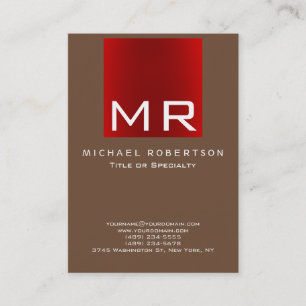 Affärskortet Coffee Brown Red Snyggt Monogram Visitkort
