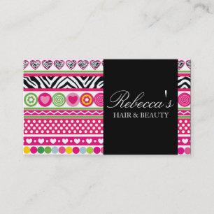 Affärskortet Colorful Zebra Hearts Design Visitkort
