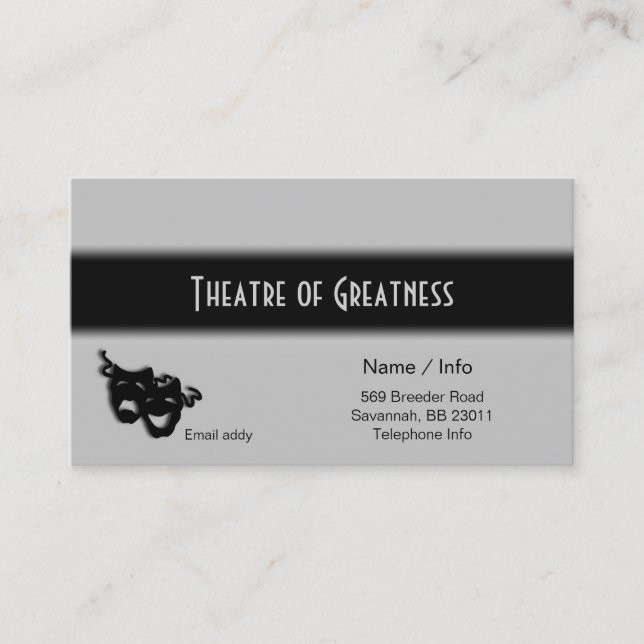 Affärskortet Comedy Tragedy Grekiska Black Masks Visitkort (Framsida)