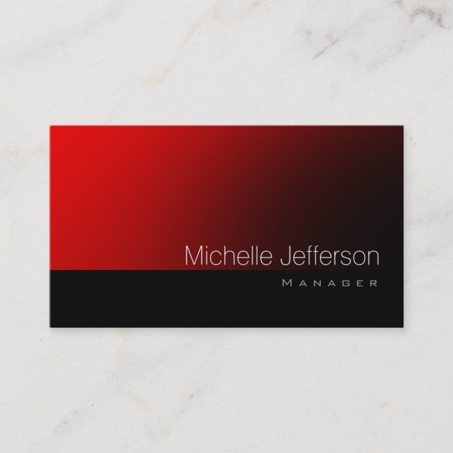 Affärskortet contemporary, rött, svart visitkort (Framsida)