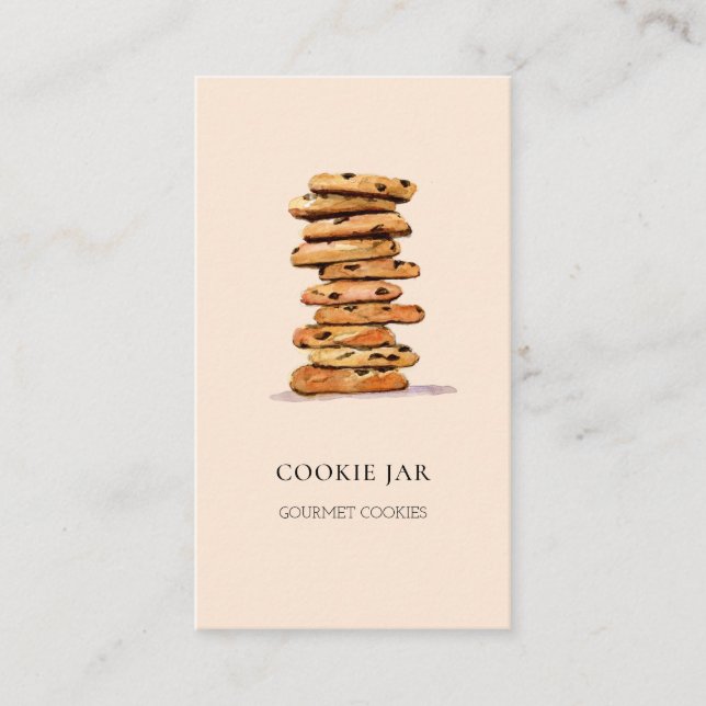 Affärskortet Cookie bakery vattencolor peach Visitkort (Framsida)