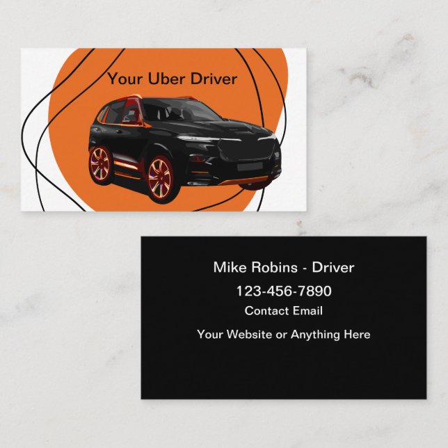 Affärskortet coola Modern Uber Driver Design Visitkort (Fram/baksida)
