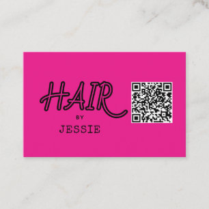 Affärskortet coola QR Code Rosa Hair Stylist Visitkort