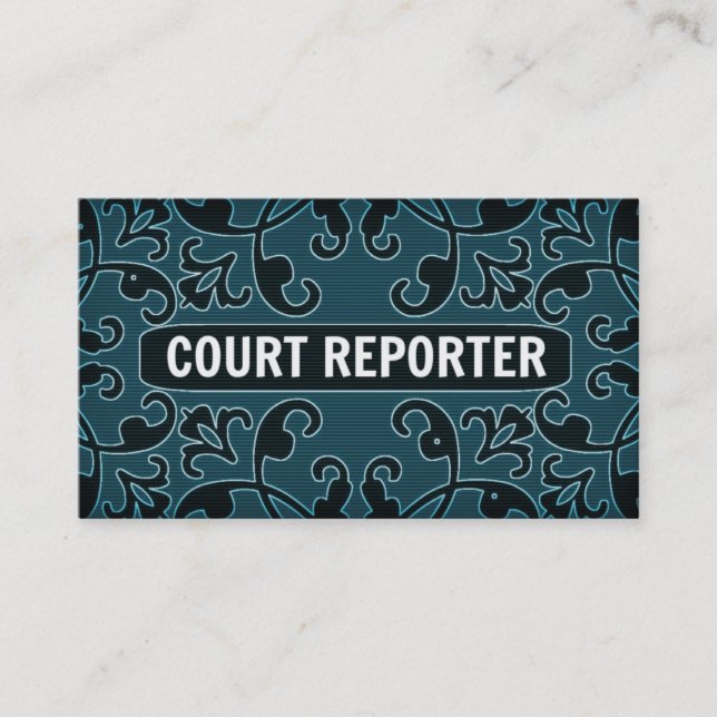Affärskortet Court Reporter Teal Damask Visitkort (Framsida)