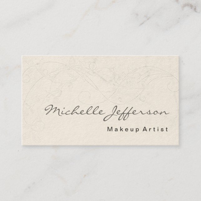 Affärskortet Cream Makup Artist Script Mönster Visitkort (Framsida)