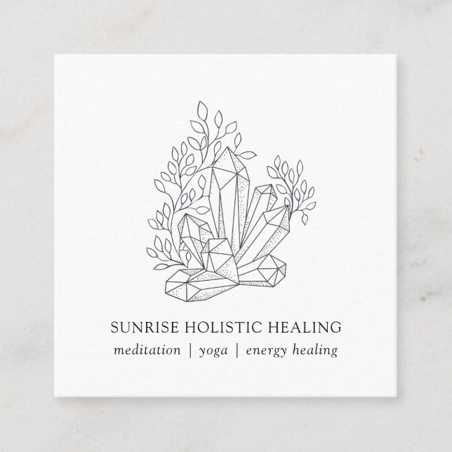 Affärskortet Crystal Energy Healing Hälsa Fyrkantigt Visitkort (Framsida)