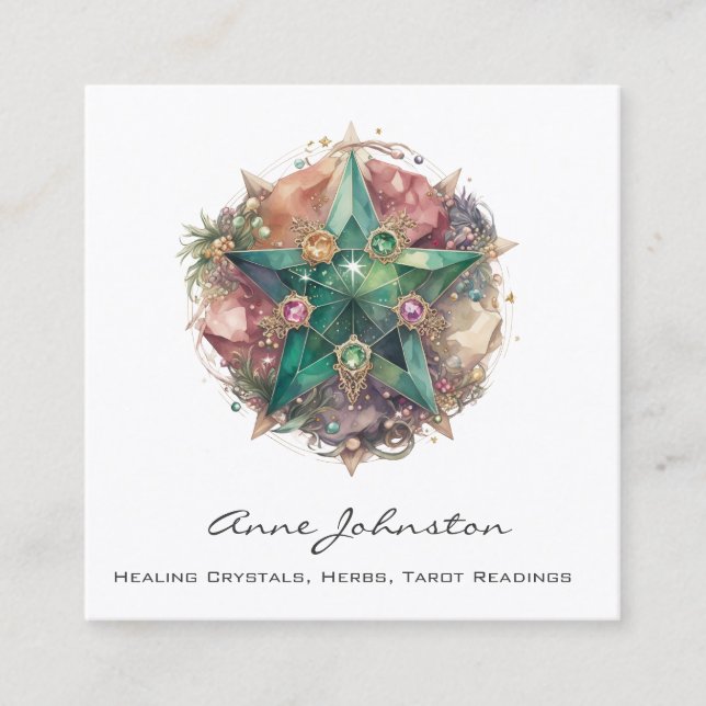 Affärskortet Crystal Star Square Fyrkantigt Visitkort (Framsida)