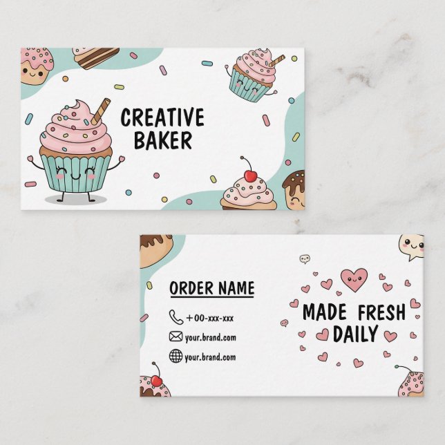 Affärskortet Cupkaka Bakery Visitkort (Fram/baksida)