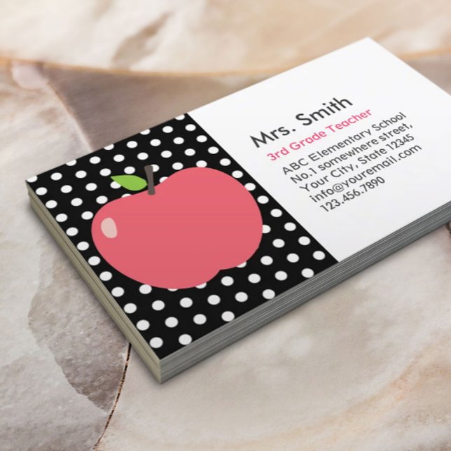 Affärskortet Cute Apple Polka dots Lacher  Visitkort (Skapare uppladdad)