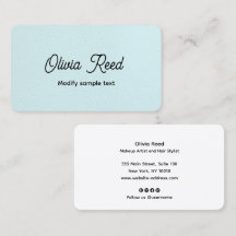 Affärskortet Cute Aqua Blue Leather Retro Script