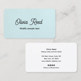 Affärskortet Cute Aqua Blue Leather Retro Script Visitkort