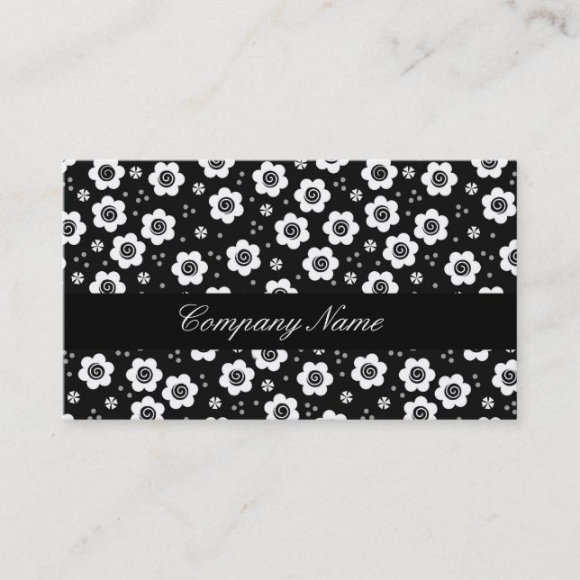 Affärskortet Cute Black white-blommor Visitkort (Framsida)
