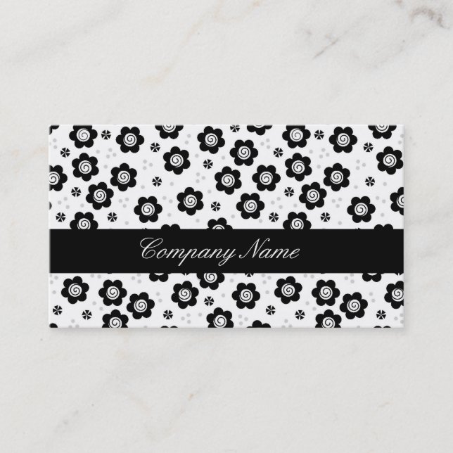 Affärskortet Cute Black white-blommor Visitkort (Framsida)
