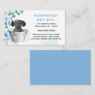 Affärskortet Cute Blommigt Blue Pet Groomer Visitkort