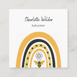 Affärskortet Cute Boho Rainbow Babyvvakt Fyrkantigt Visitkort