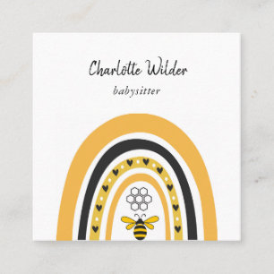Affärskortet Cute Boho Rainbow Babyvvakt Fyrkantigt Visitkort