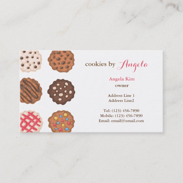 Affärskortet Cute Cookies Cookie Business Bakery Visitkort (Framsida)