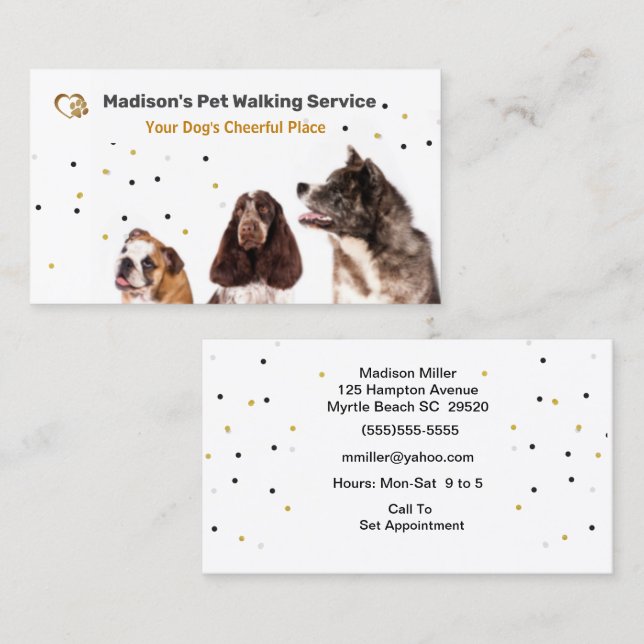 Affärskortet Cute Dog Walker/ Pet Sitter Visitkort (Fram/baksida)