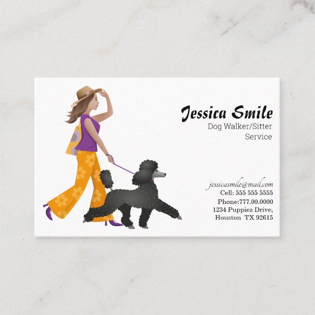 Affärskortet Cute Dog Walker Pet Sitter Visitkort (Framsida)
