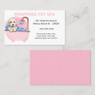 Affärskortet Cute Hund Bath Rosa Pet Groomer Visitkort