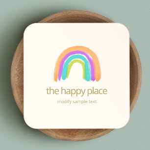Affärskortet Cute Lycklig Watercolor Rainbow Squar Fyrkantigt Visitkort