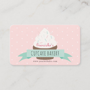 Affärskortet Cute Rosa Sprinkles Cuptårta Bakery Visitkort
