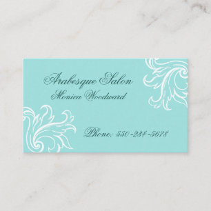Affärskortet Damask Aqua, Turquise och White Visitkort
