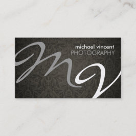 Affärskortet Damask Monogram Photograf Visitkort