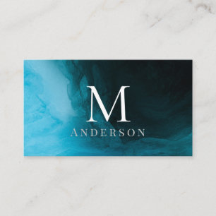 Affärskortet Deep Blue Masculine Dubbla Monogram Visitkort