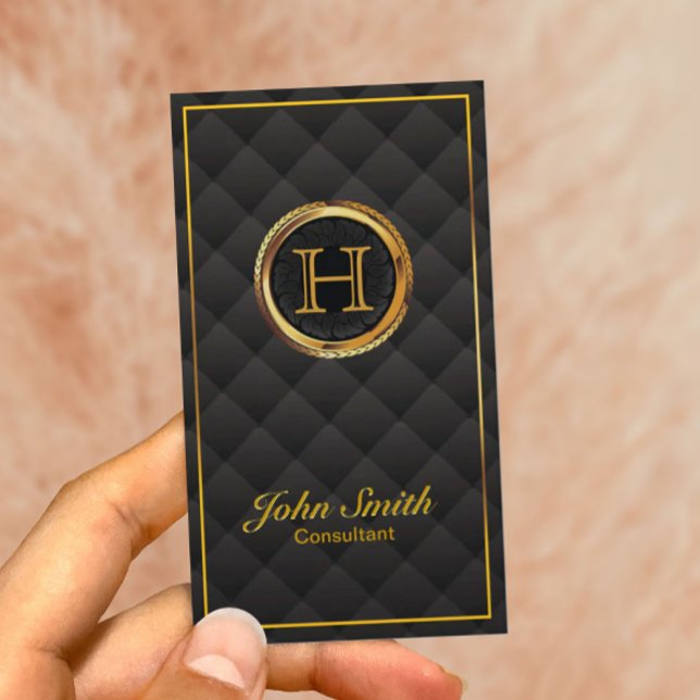 Affärskortet Deluxe Guld Monogram Consultant Visitkort (Skapare uppladdad)