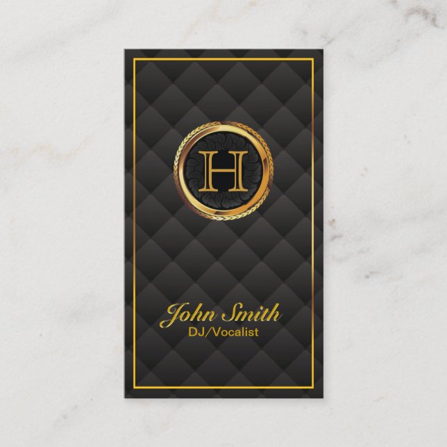 Affärskortet Deluxe Guld Monogram DJ Music Visitkort (Framsida)