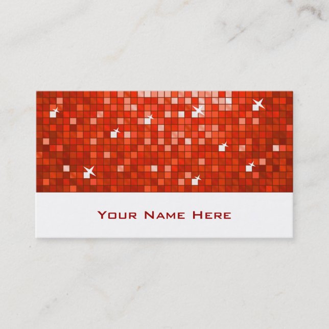 Affärskortet Disco Tiles Red, vitt Visitkort (Framsida)