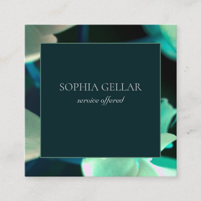 Affärskortet Djup Grönt Blommigt Fyrkantigt Visitkort (Framsida)