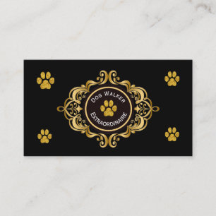 Affärskortet Dog Walker med Golden Paw Print Visitkort
