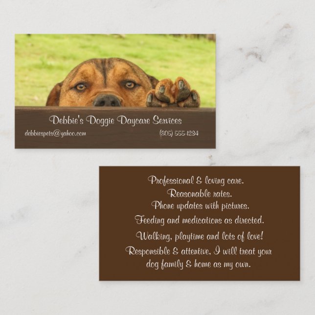 Affärskortet Doggie Daycare Services Visitkort (Fram/baksida)