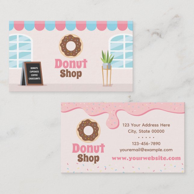 Affärskortet Donut Shop Sprinkles Visitkort (Fram/baksida)