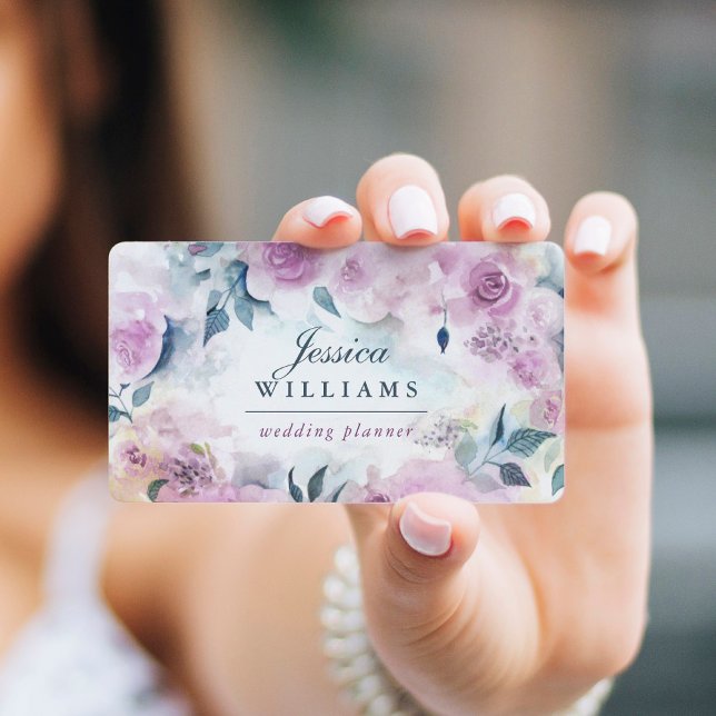 Affärskortet Dreamy Lila Ro Blommigt Visitkort (Skapare uppladdad)