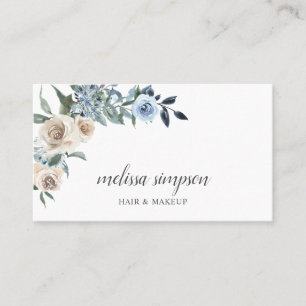 Affärskortet Dusty Blue Beige Flowers Visitkort