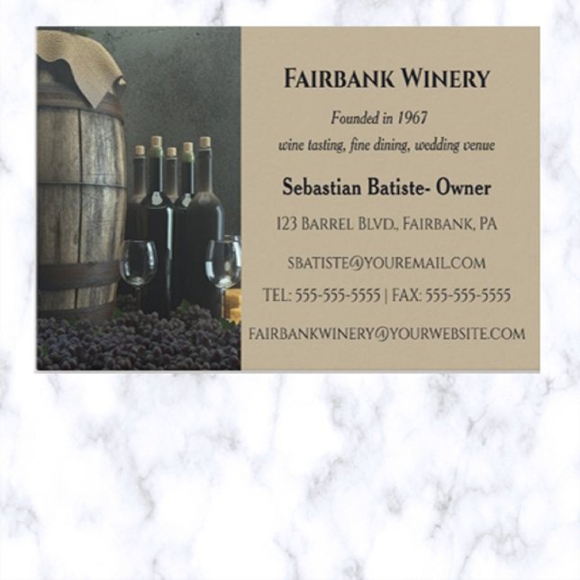Affärskortet Editable Barrel Winery Visitkort (Skapare uppladdad)
