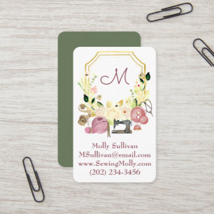 Affärskortet Editable Seamstress Monogram Sewing Visitkort