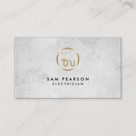 Affärskortet Electrician Guld Electric Plug Icon Visitkort