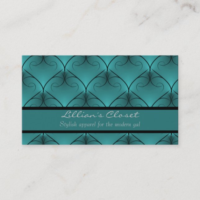 Affärskortet Elegance utan like, Teal Visitkort (Framsida)