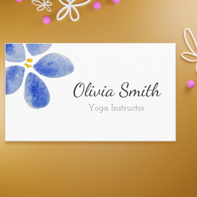 affärskortet elegant blå vattenfärgsblomma visitkort (Elegant blue watercolor flower business card)