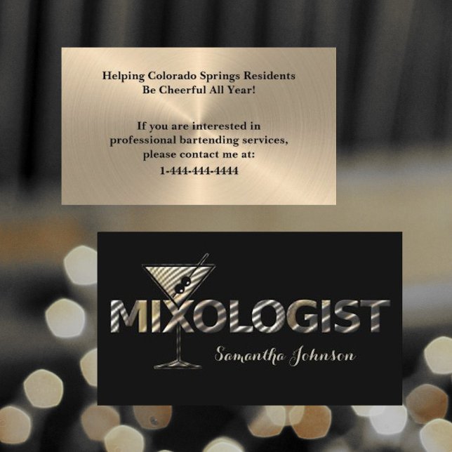 Affärskortet elegant Black Guld Event Bartender Visitkort (Skapare uppladdad)