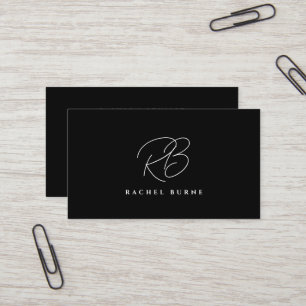 Affärskortet elegant Black & White Modern Script Visitkort