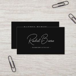 Affärskortet elegant Black & White Modern Script Visitkort