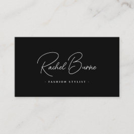 Affärskortet elegant Black & White Modern Script Visitkort