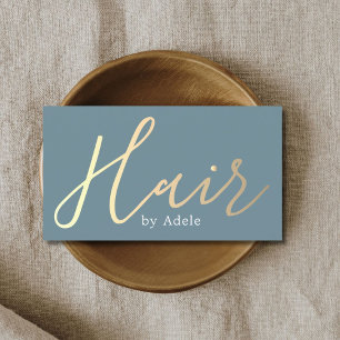 Affärskortet elegant Blue Golden Hair Stylist Visitkort