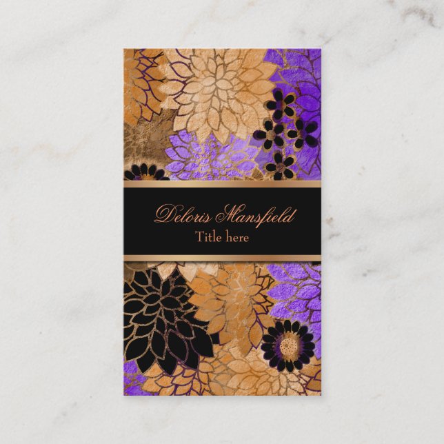 Affärskortet elegant Bronze & Lavender Foil  Visitkort (Framsida)