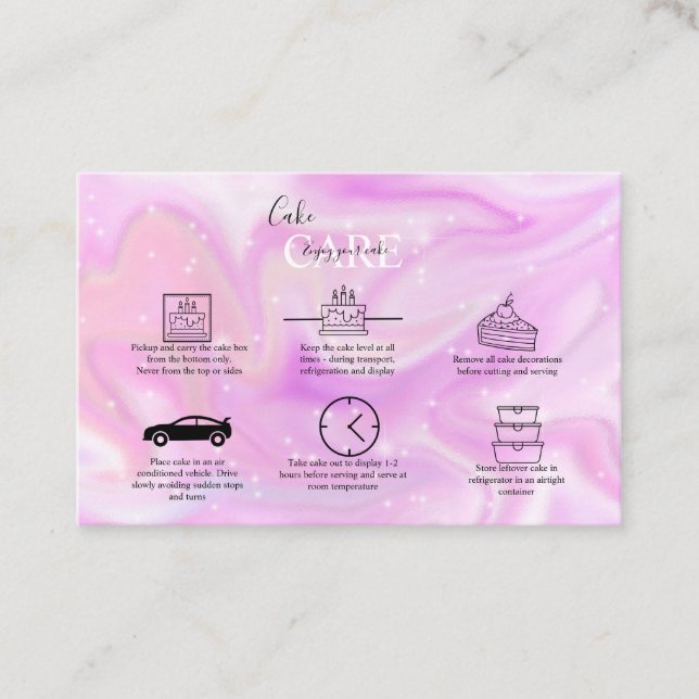 Affärskortet elegant Glam Holography Cake Care Visitkort (Framsida)